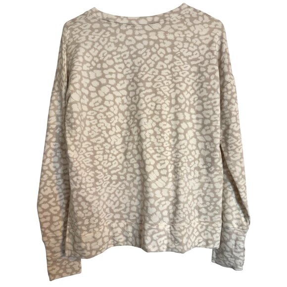 Glyder Lounge Long Sleeve Top Size Medium NWT Oatmilk White Leopard Yoga Fitness - Picture 4 of 12